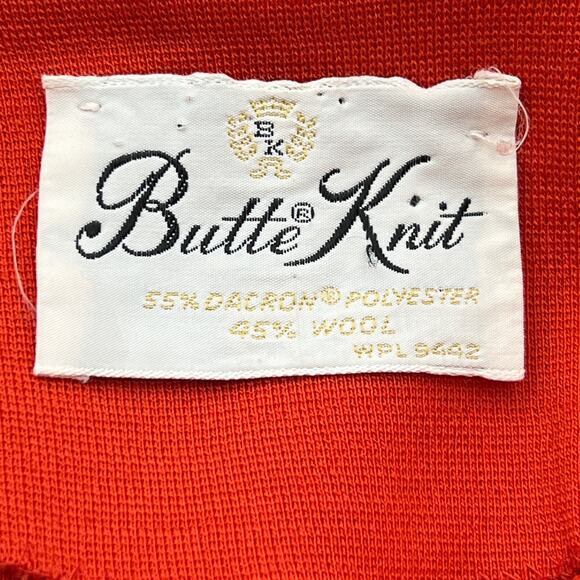 Vintage 70s Butte Knit Dress Set Red Preppy Modest - Picture 3 of 15